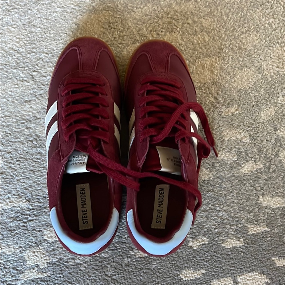 Steve Madden Red and White Sneakers with Bold Design